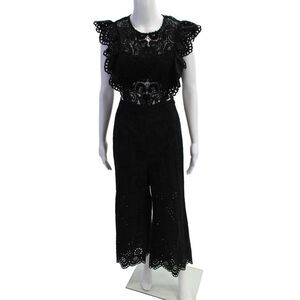 Nightcap Clothing Womens Cotton Eyelet Embroidered Jumpsuit Black Size 4